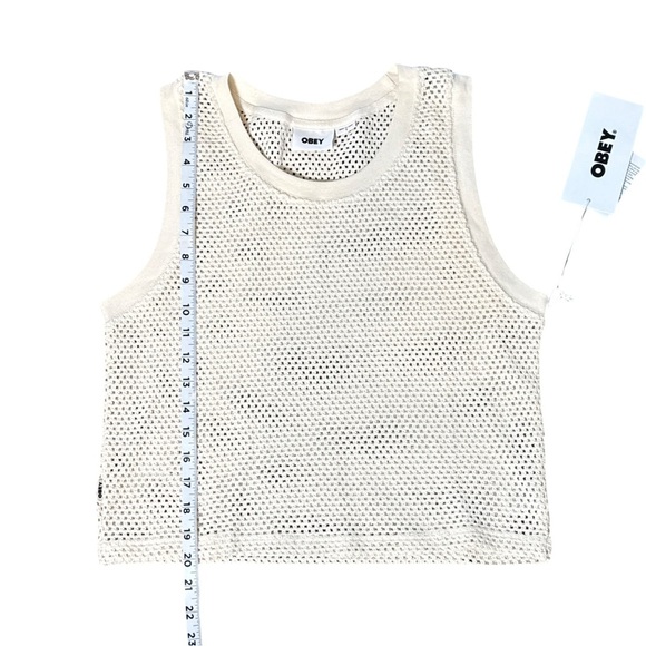 Obey Hudson Mesh Tank Top White Size S NWT | Streetwear Y2K Minimalist - Picture 7 of 10